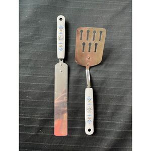 VTG Ekco Floral Handle Spatula Set Mid Century Kitchen Utensils USA